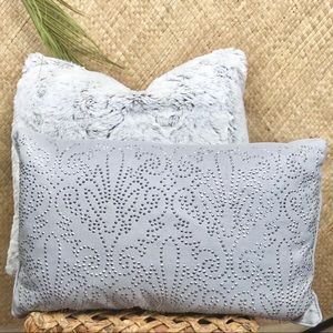 Grey Rectangle studded design accent pillow